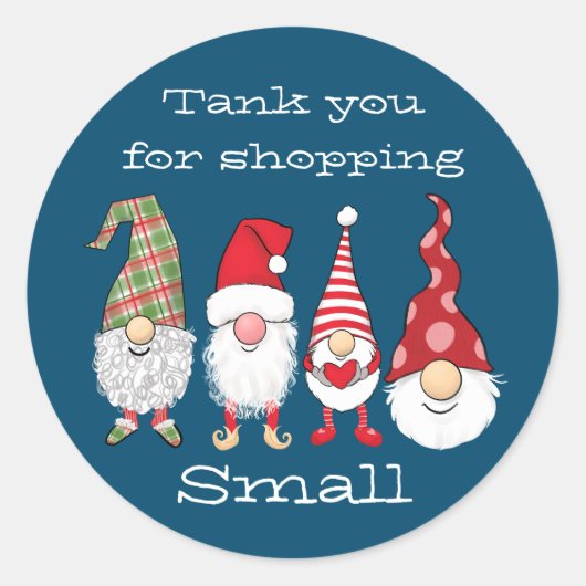 Bedankt voor het winkelen Kleine kerst kabouters Ronde Sticker (Voorkant)