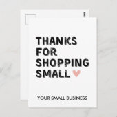 Bedankt voor het winkelen | Kleine ondernemingen Briefkaart (Voorkant / Achterkant)