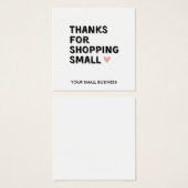 Bedankt voor het winkelen | Kleine ondernemingen Vierkante Visitekaartjes (Voorkant /achterkant)