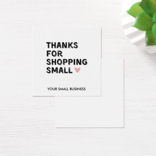 Bedankt voor het winkelen | Kleine ondernemingen Vierkante Visitekaartjes (Bureau)