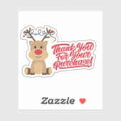 Bedankt voor het winkelen kleine rendier kerst sticker (Vel)