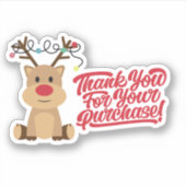 Bedankt voor het winkelen kleine rendier kerst sticker (Voorkant)