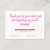 Bedankt voor het winkelen kleine roze checker inse visitekaartje (Achterkant)