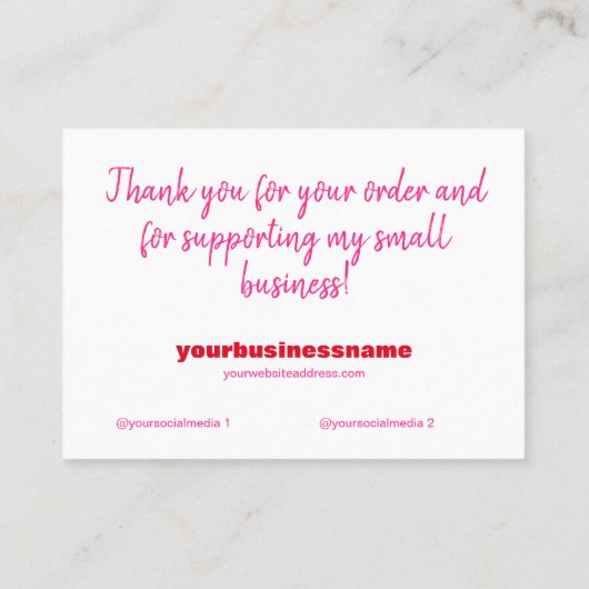 Bedankt voor het winkelen kleine roze checker inse visitekaartje (Achterkant)