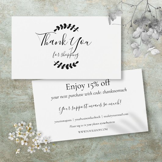 Bedankt voor het winkelen Kortingkaart Visitekaartje