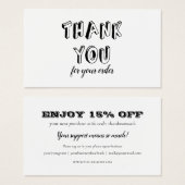 Bedankt voor het winkelen Kortingkaart Visitekaartje (Voorkant /achterkant)