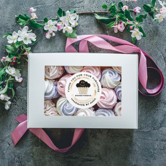 Bedankt voor het winkelen Mermaid Muffin White Sti Ronde Sticker