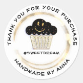 Bedankt voor het winkelen Mermaid Muffin White Sti Ronde Sticker (Voorkant)