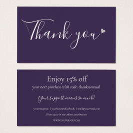 Bedankt voor het winkelen Paarse korting Kaart