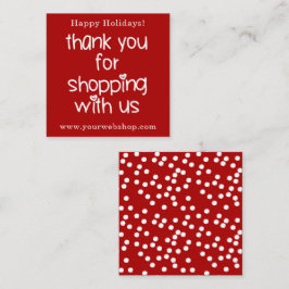Bedankt voor het winkelen - Rode kerstfeestdagen Vierkante Visitekaartje