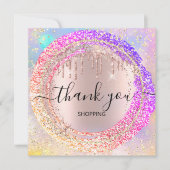 Bedankt voor het winkelen van Glitter Pink Hologra Kaart (Voorkant)