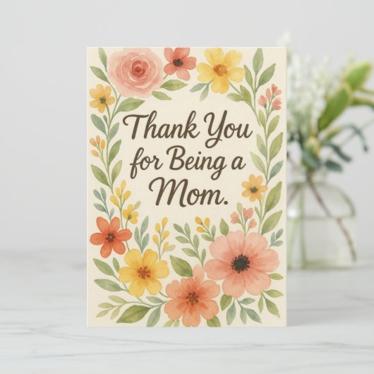 "Bedankt voor het zijn van een moeder" kaart - The (Staand voorkant)
