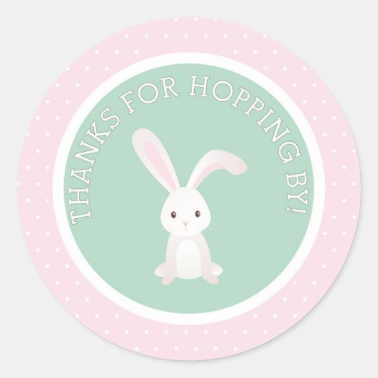 Bedankt voor Hopping by! Bunny Bedankt Sticker (Voorkant)