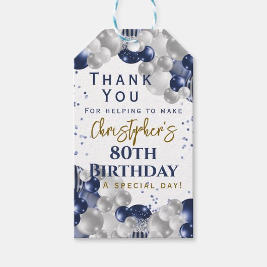 Bedankt voor je 80e verluftfeest cadeaulabel (Voorkant)