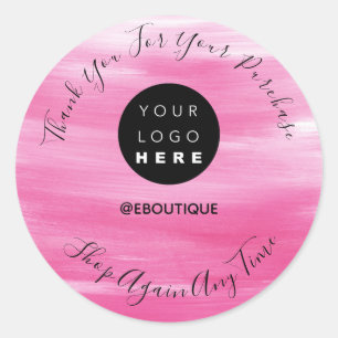 Bedankt voor je aankoop Aangepast Logo Roze Ronde Sticker