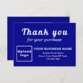 Bedankt voor je aankoop blauwe platte kaart (Voorkant / Achterkant)