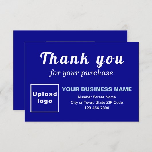 Bedankt voor je aankoop blauwe platte kaart (Voorkant / Achterkant)