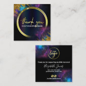 Bedankt voor je aankoop Galaxy Glitter Black Vierkante Visitekaartje (Voorkant / Achterkant)