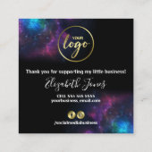 Bedankt voor je aankoop Galaxy Glitter Black Vierkante Visitekaartje (Achterkant)