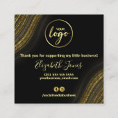 Bedankt voor je aankoop Glitter Agate Gold Vierkante Visitekaartje (Achterkant)