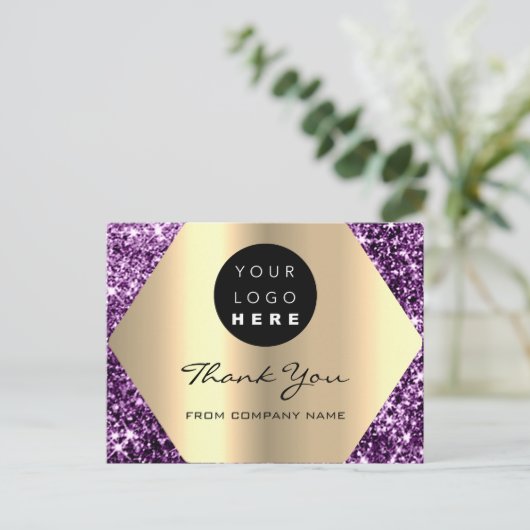 Bedankt voor je aankoop Glitter Gold Logo. Briefkaart (Staand voorkant)