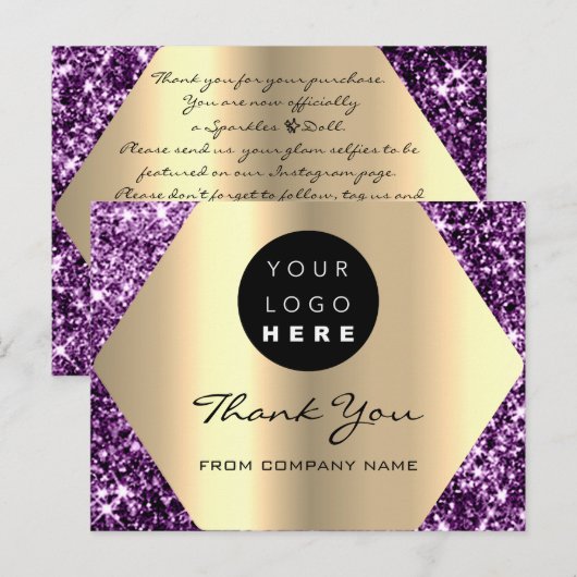 Bedankt voor je aankoop Glitter Gold Logo. Briefkaart (Voorkant / Achterkant)