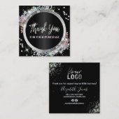 Bedankt voor je aankoop Glittery Black Vierkante Visitekaartje (Voorkant / Achterkant)