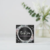 Bedankt voor je aankoop Glittery Black Vierkante Visitekaartje (Staand voorkant)