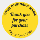 Bedankt voor je aankoop op geel ronde sticker (Voorkant)