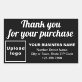 Bedankt voor je aankoop op zwart rechthoekige sticker (Voorkant)