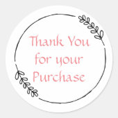 Bedankt voor je aankoop ronde sticker (Voorkant)