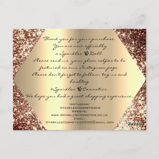 Bedankt voor je aankoop roos Gold Briefkaart (Achterkant)