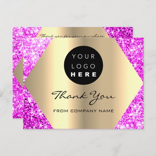 Bedankt voor je aankoop, roze Gold Logo Briefkaart (Voorkant / Achterkant)