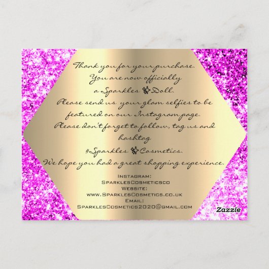 Bedankt voor je aankoop, roze Gold Logo Briefkaart (Achterkant)