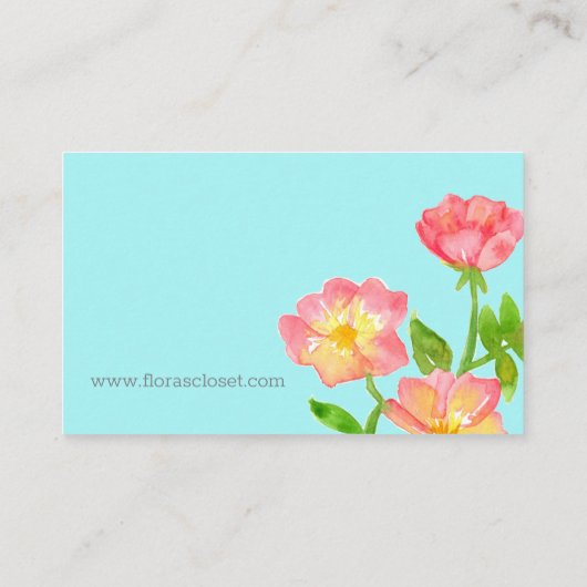 Bedankt voor je aankoop Roze Rozen Visitekaartje (Achterkant)