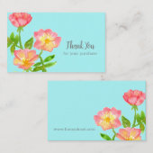 Bedankt voor je aankoop Roze Rozen Visitekaartje (Voorkant / Achterkant)