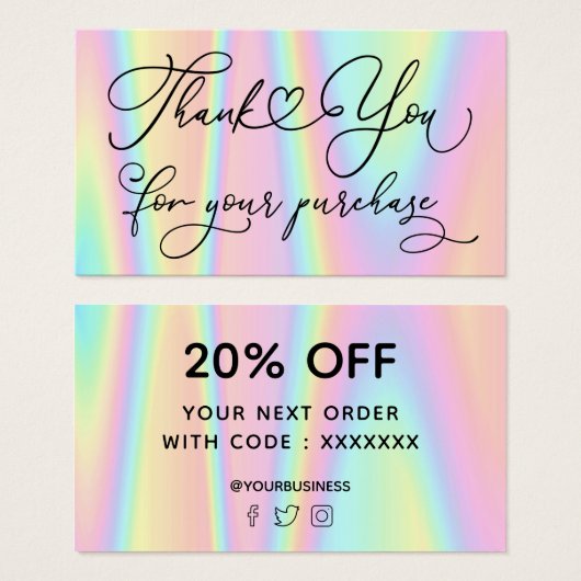 bedankt voor je aankoop visitekaartje (Voorkant /achterkant)