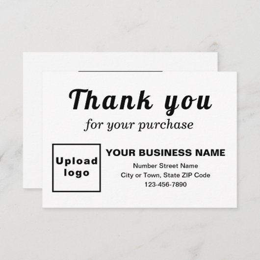 Bedankt voor je aankoop voor je witte platte kaart (Voorkant / Achterkant)