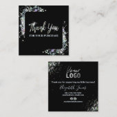 Bedankt voor je aankoop zwart met Glitter Vierkante Visitekaartje (Voorkant / Achterkant)
