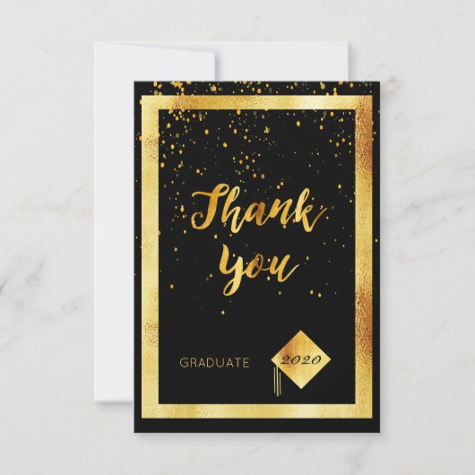 Bedankt voor je afstuderen zwarte gouden confetti (Voorkant)