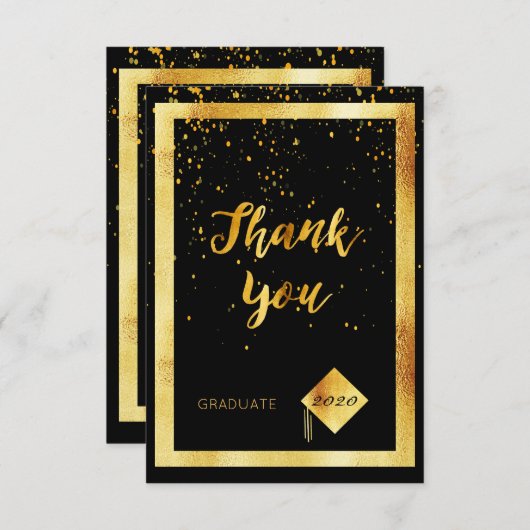 Bedankt voor je afstuderen zwarte gouden confetti (Voorkant / Achterkant)