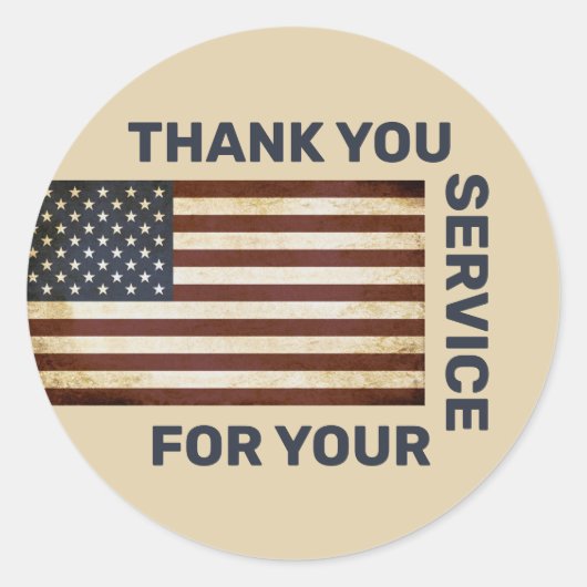 Bedankt voor je  Amerikaanse vlag Ronde Sticker (Voorkant)