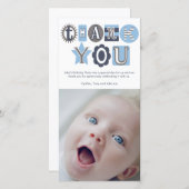 Bedankt voor je baby Blue Boys Typografie Fotokaar (Voorkant / Achterkant)
