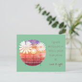 Bedankt voor je bericht met bloemen en zonsonderga briefkaart (Staand voorkant)