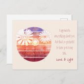 Bedankt voor je bericht met bloemen en zonsonderga briefkaart (Voorkant / Achterkant)