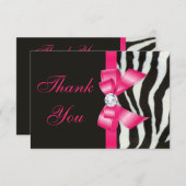 Bedankt voor je bruiloft Zebra Hot Pink Bow (Voorkant / Achterkant)