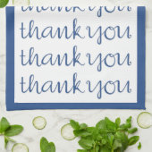 Bedankt voor je cursieve blauwe tea-handdoek theedoek (Gevouwen)