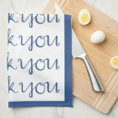 Bedankt voor je cursieve blauwe tea-handdoek theedoek (Quarter Fold)