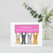 Bedankt voor je donatie Roze lint Katten Briefkaart (Staand voorkant)