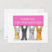 Bedankt voor je donatie Roze lint Katten Briefkaart (Voorkant / Achterkant)